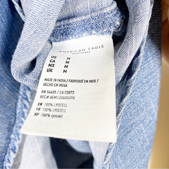 American Eagle Outfitters AEO Chambray Denim Boyfriend Button Down Shirt S - Picture 11 of 12